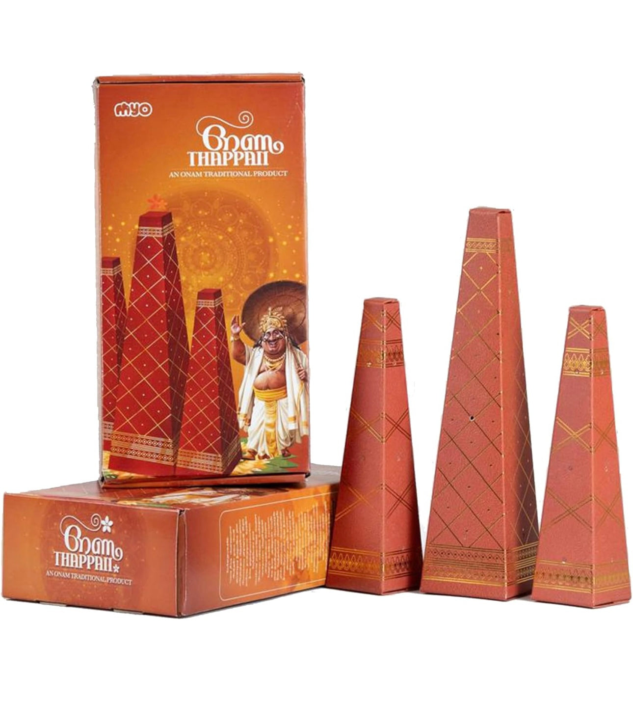 Onathappan Set of 3 | Laminated Hardboard with Gold Foil Finish | Traditional Onam Home Décor & Gifting