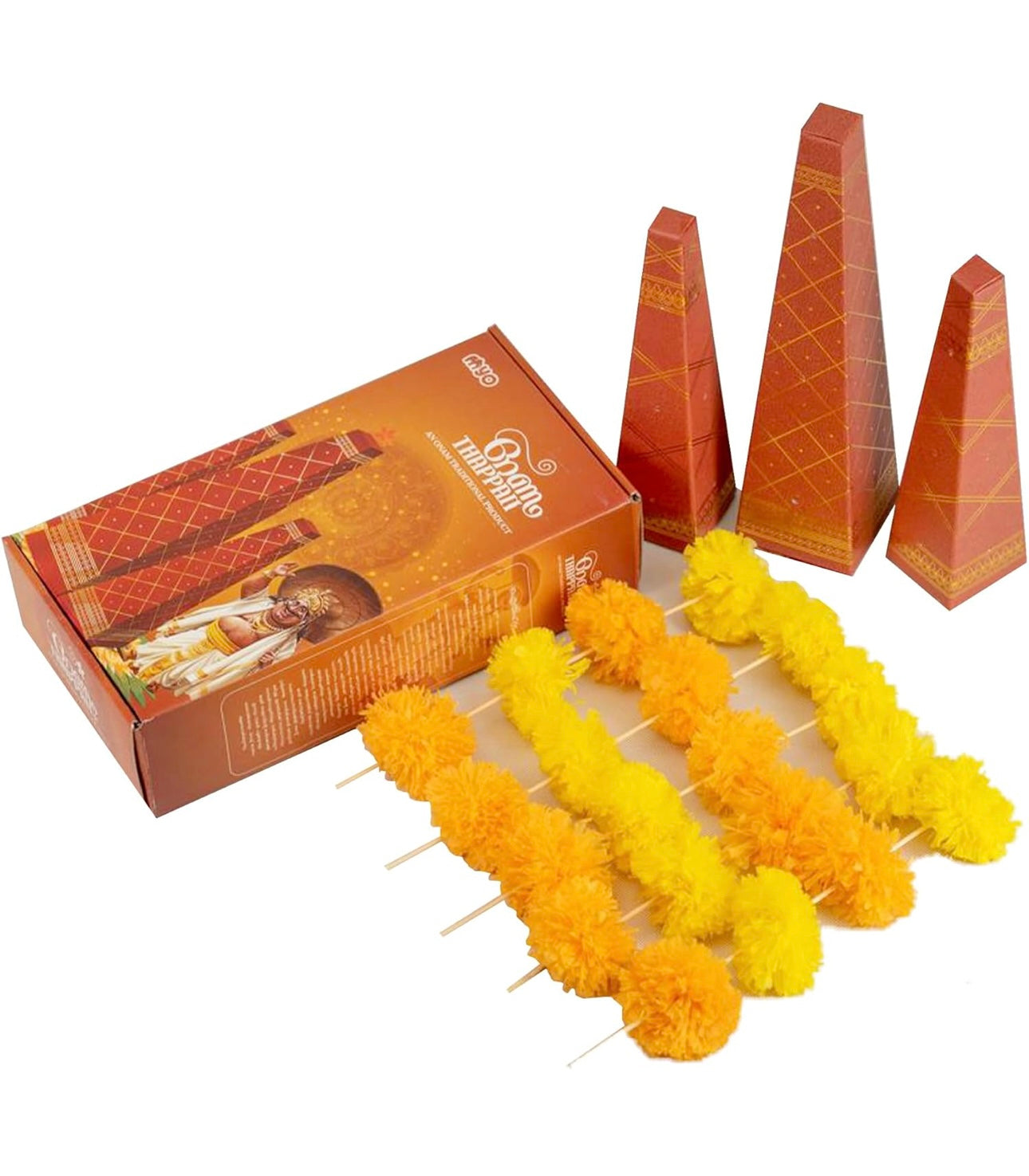 Onathappan Set of 3 | Laminated Hardboard with Gold Foil Finish | Traditional Onam Home Décor & Gifting